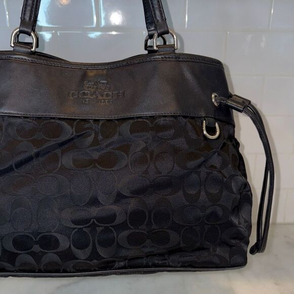 Coach Bag Purse Handbag Signature Logo Drawstring Carryall Tote Shoulder Bag - Picture 3 of 16